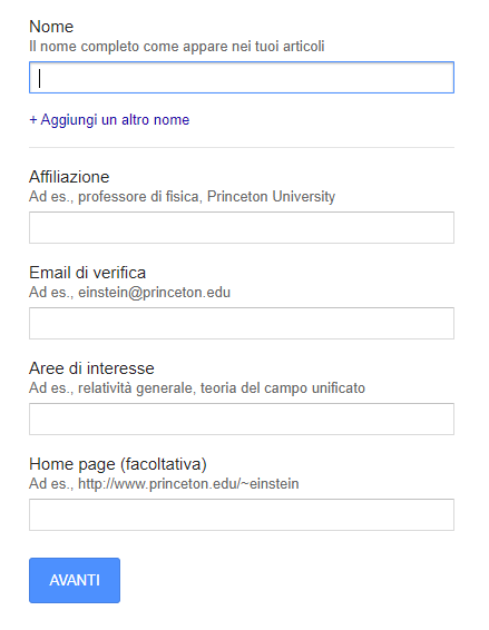 google scholar citations: recistrazione profilo autore